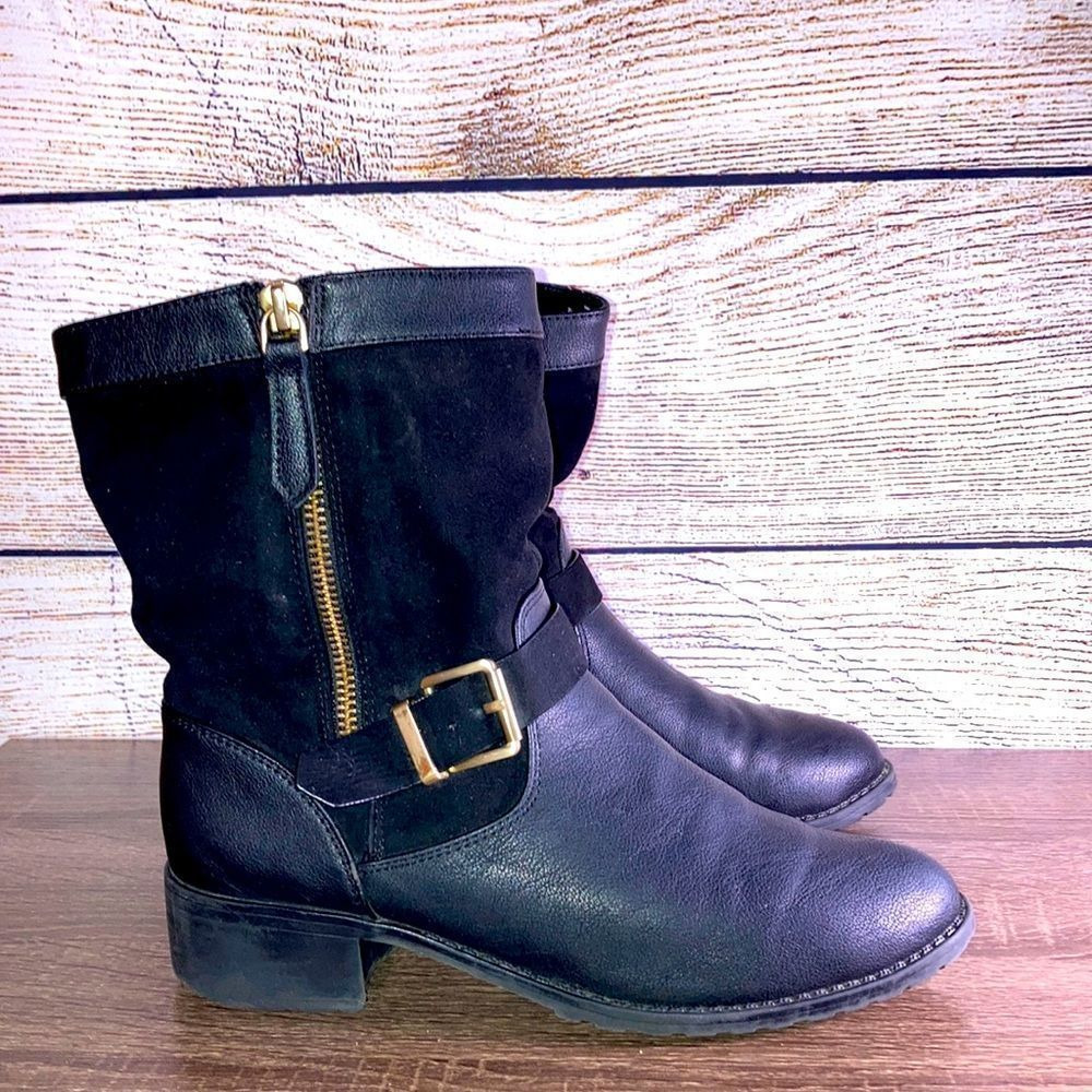 Womens Charles by Charles David 6.5 Black Leather & Suede mid calf Boots